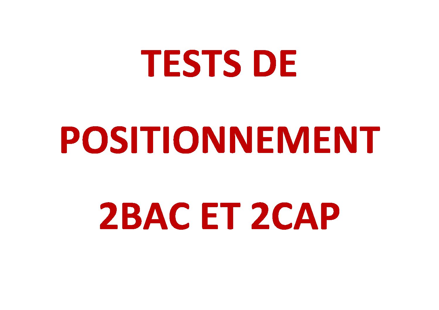 Tests De Positionnement 2nde Et 1ère Année De Cap Lycée Professionnel Emile James Etel Morbihan 2753